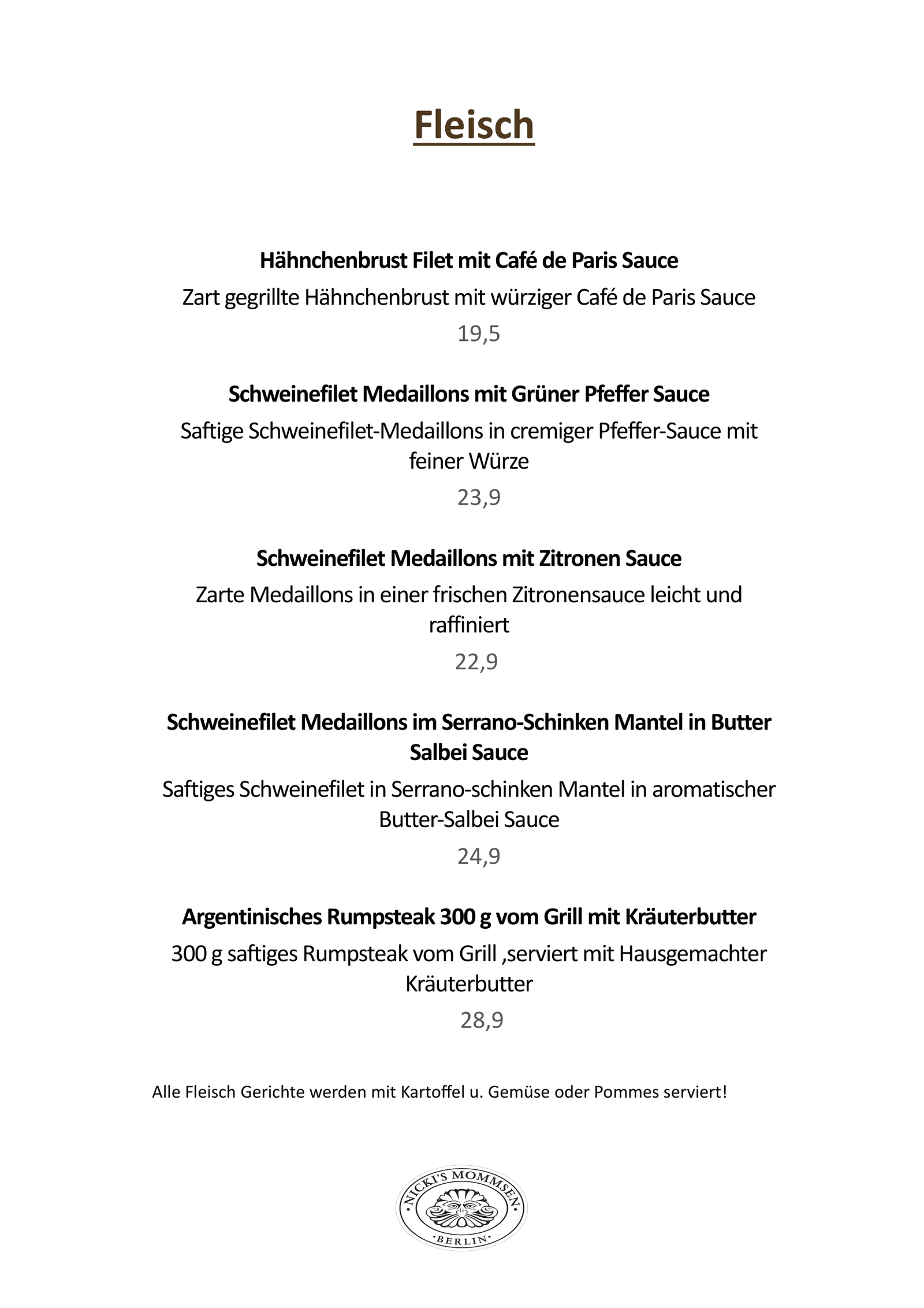 Speisekarte Seite 2